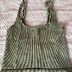 Ribbed Green Women's Crop Top